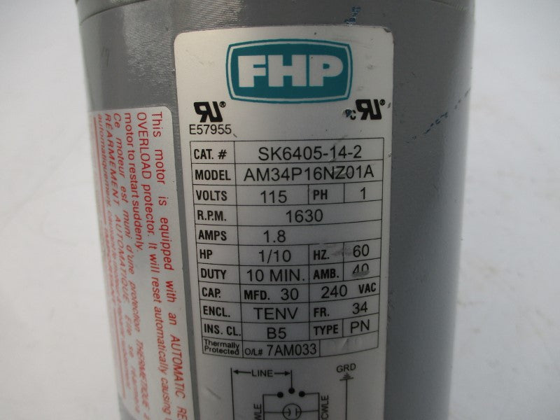 FHP SK6405-14-2 AM34P16NZ01A W/ DUFF-NORTON SPB6405-6 115VAC 2.3A 6" UNMP