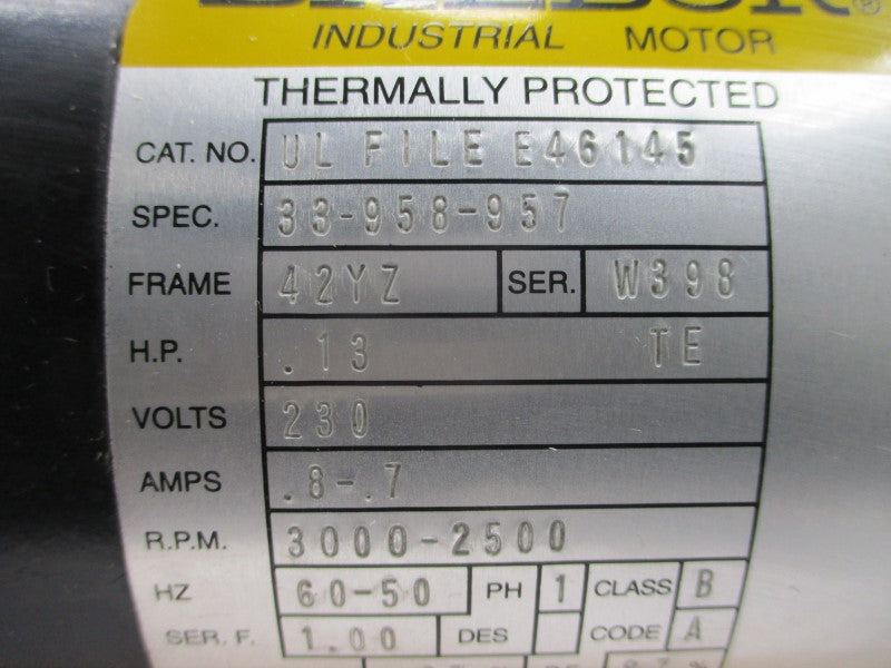 BALDOR ULFILEE46145 33-958-957 W/ MARCH 851-0001-6S 230V .8-.7A NSNP
