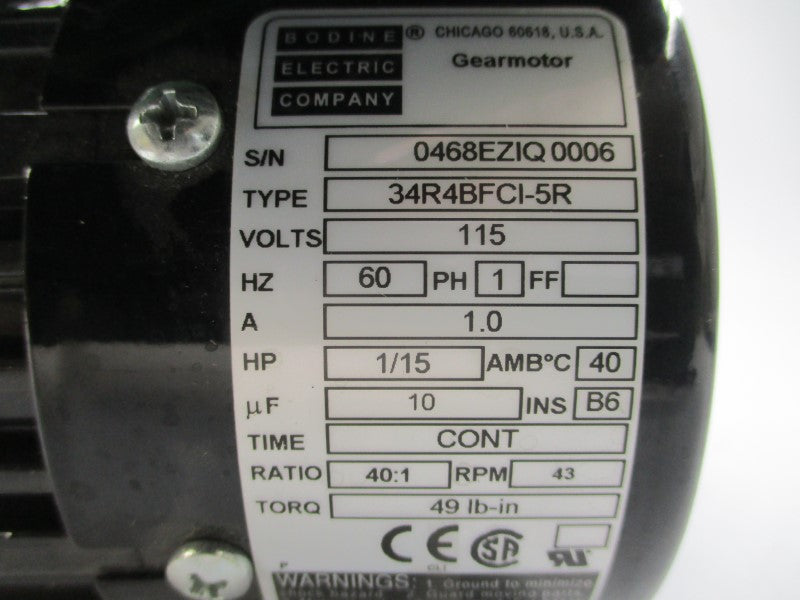 BODINE ELECTRIC 34R4BFCI-5R 115V 1.0A NSNP