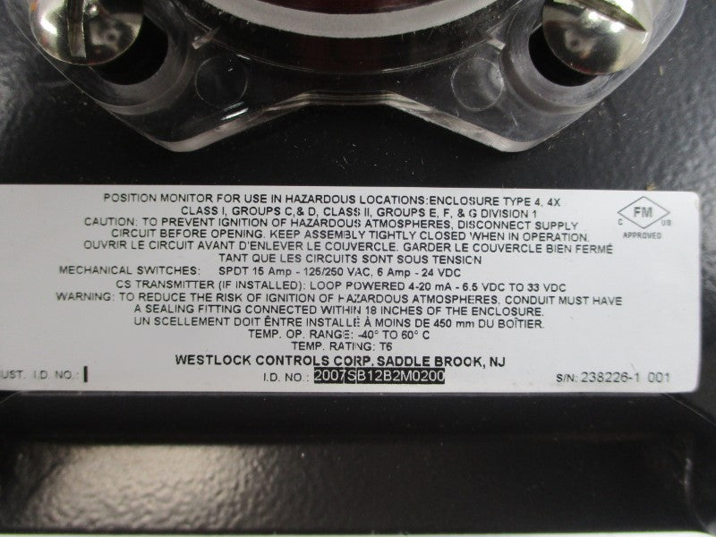 WESTLOCK CONTROLS 2007SB12B2M0200 125/250VAC 6A NSNP