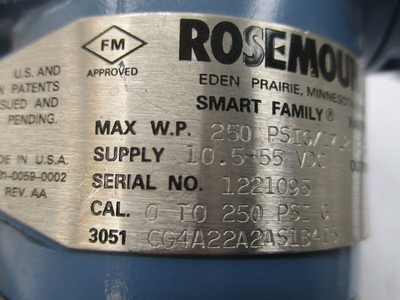 ROSEMOUNT 3051CG4A22A2AS1B4I5 10.5-55VDC 0-250PSI NSNP