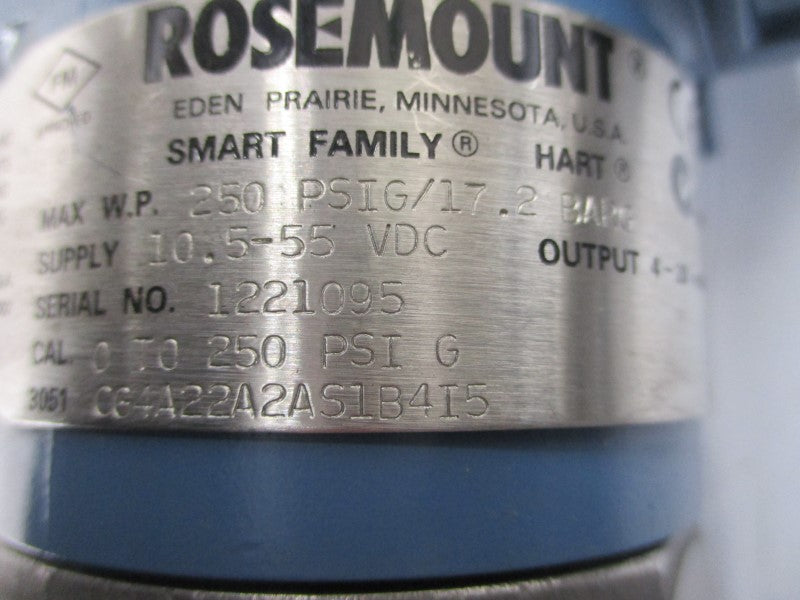 ROSEMOUNT 3051CG4A22A2AS1B4I5 10.5-55VDC 0-250PSI NSNP