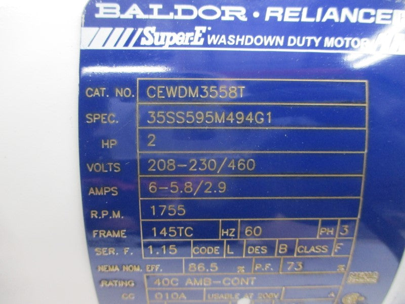 BALDOR CEWDM3558T 35SS595M494G1 208-230/460V 6-5.8/2.9A NSMP