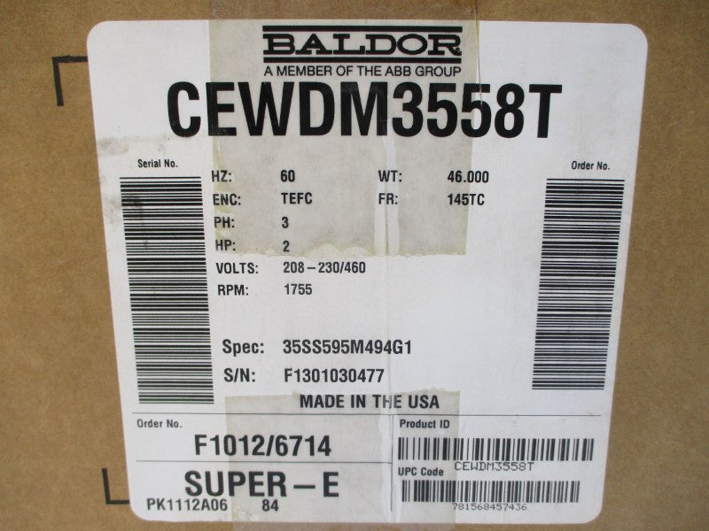 BALDOR CEWDM3558T 35SS595M494G1 208-230/460V 6-5.8/2.9A NSMP
