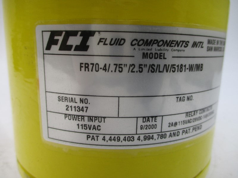 FCI FR70-4/.75"/2.5"/S/L/V/5181-W/MB 115VAC 2A NSNP