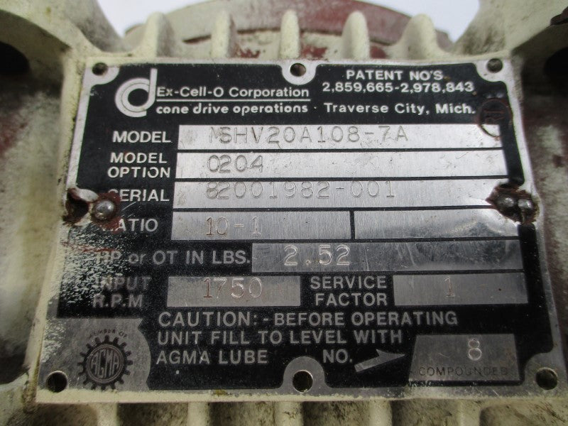 CONE DRIVE MSHV20A108-7A 0204 UNMP