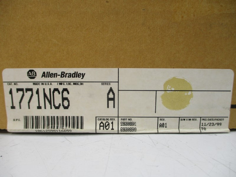 ALLEN BRADLEY 1771-NC6 SER. A REV. A01 DATE: 1999 NSFS
