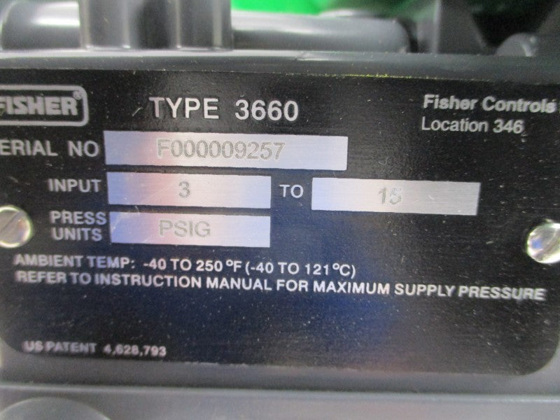 FISHER 32.24588 TYPE 3660 3-15PSI 3/4" NSNP