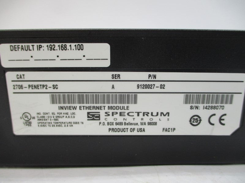 SPECTRUM CONTROLS 2706-PENETP2-SC 9120027-02 SER. A NSMP
