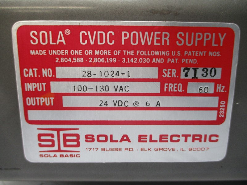 SOLA ELECTRIC 28-1024-1 100-130VAC 6A UNMP