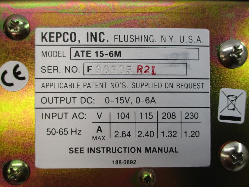 KEPCO ATE15-6M 230VAC 2.64A NSNP