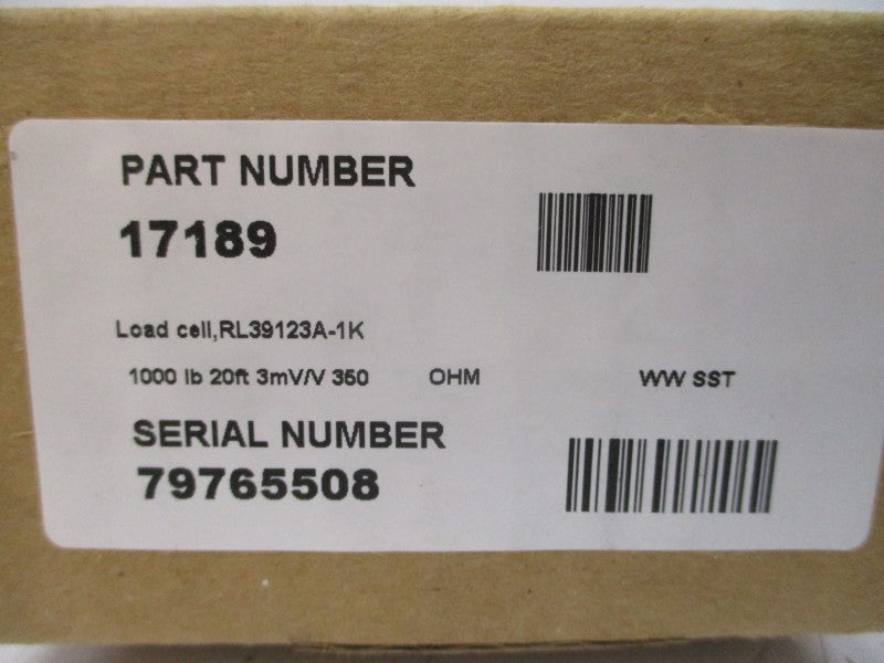 RICE LAKE WEIGHING SYSTEMS RL39123A-1K 17189 NSMP