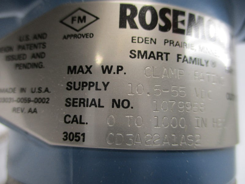 ROSEMOUNT 3051CD3A22A1AS2 10.5-55VDC NSNP