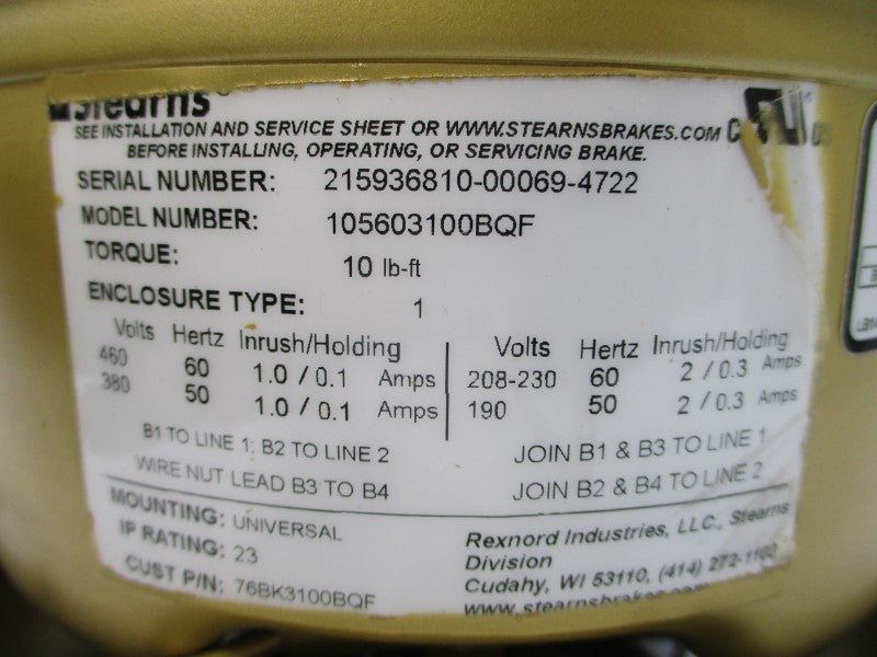 BALDOR CEBM3554T 105603100BQF 230/460V 4.6/2.3A NSNP