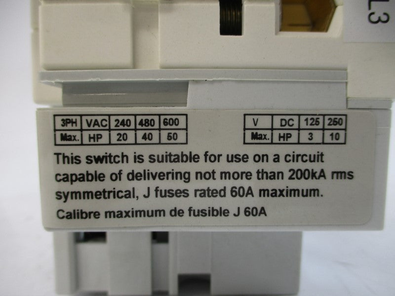 TELEMECANIQUE LK3GU3 600VAC 60A NSMP