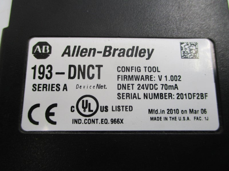 ALLEN BRADLEY 193-DNCT SER. A F/W V1.002 24VDC NSMP