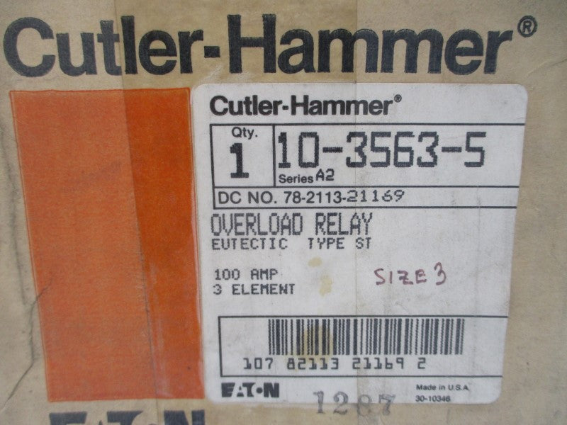 CUTLER HAMMER 10-3563-5 SER. A2 100A NSMP
