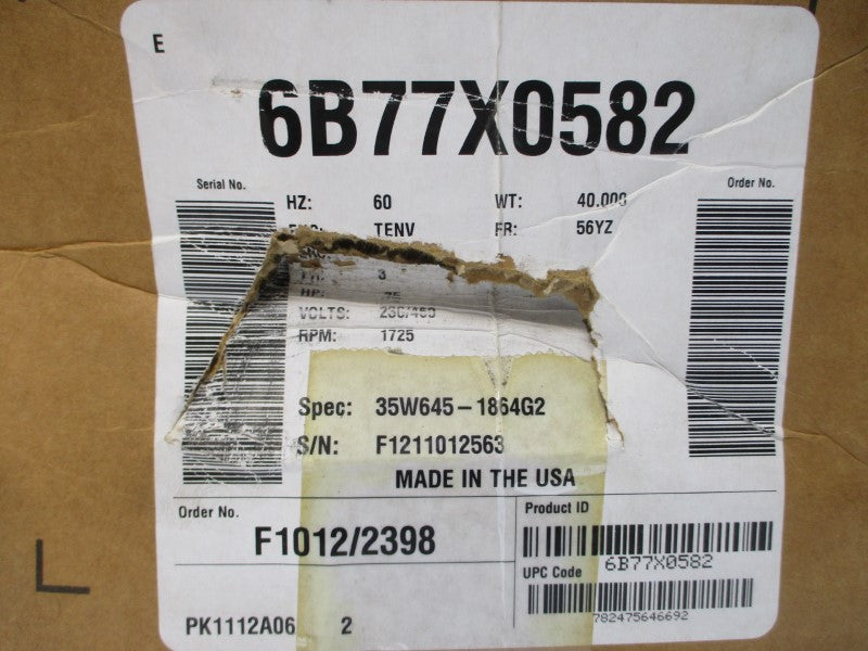 BALDOR 6B77X0582 35W645-186462 230/460V 2.2/1.1A NSMP