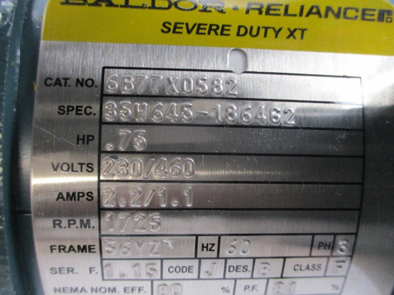 BALDOR Z6510354 6B77X0582 35W645-1864G2 230/460V 2.2/1.1A NSMP