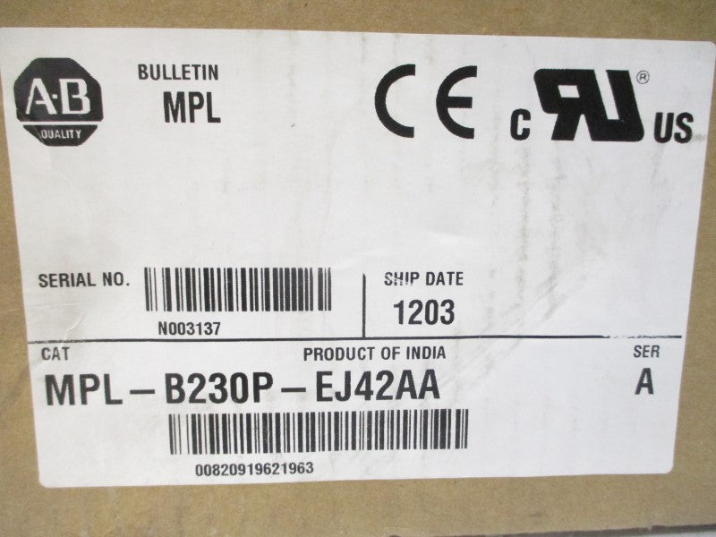 ALLEN BRADLEY MPL-B230P-EJ42AA SER. A 460VAC 2.6A NSMP