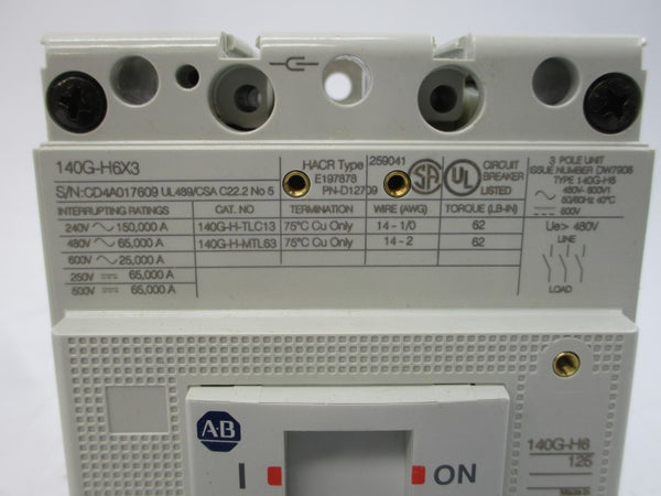 ALLEN BRADLEY 140G-H6F3-C80 SER. A 480V 800A NSMP