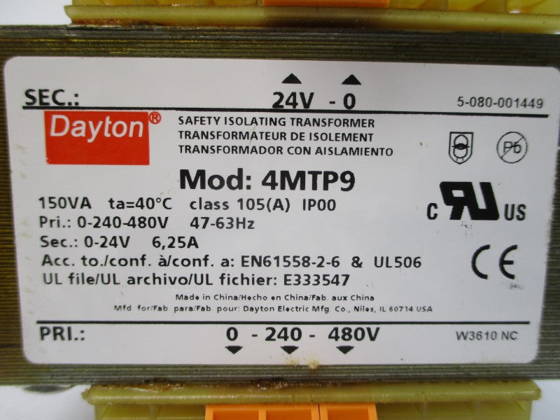 DAYTON 4MTP9 240-480V 6.25A NSMP