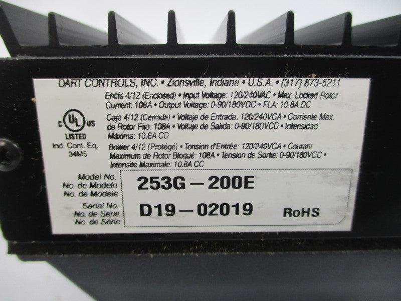 DART CONTROLS 6Z386 253G-200E 120/240VAC 10.8A NSMP