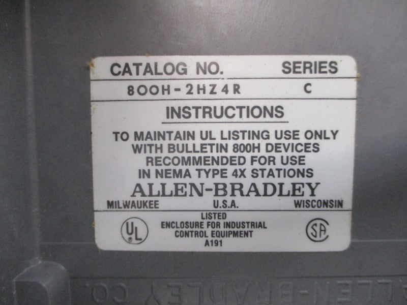 ALLEN BRADLEY 800H-2HZ4R SER. C (BR/YL) NSMP
