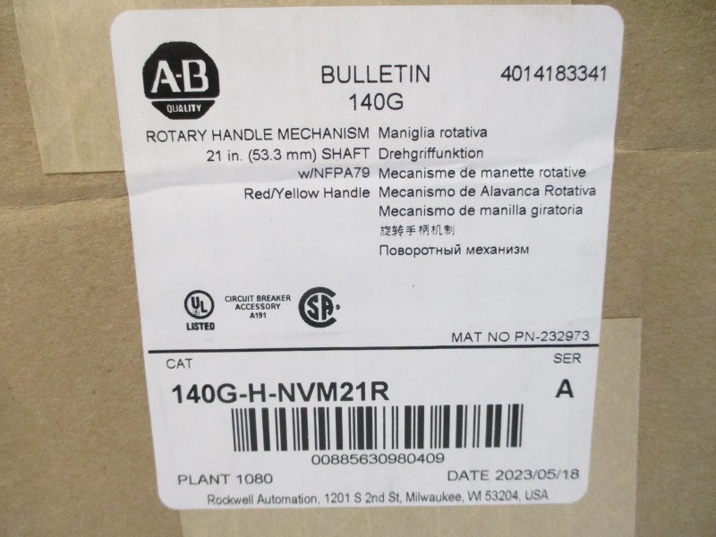 ALLEN BRADLEY 140G-H-NVM21R SER. A NSFS