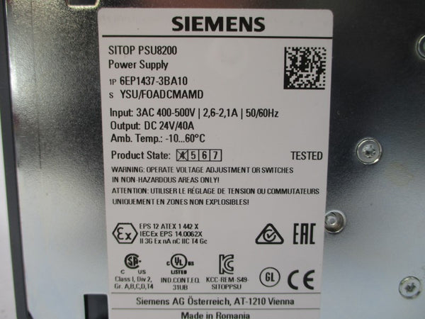 SIEMENS 6EP1437-3BA10 400-500VAC 2.6-2.1A NSNP