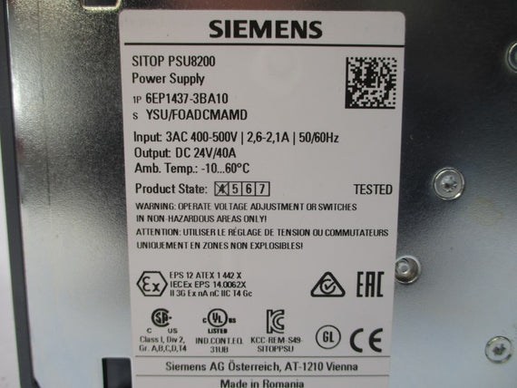 SIEMENS 6EP1437-3BA10 400-500VAC 2.6-2.1A NSNP