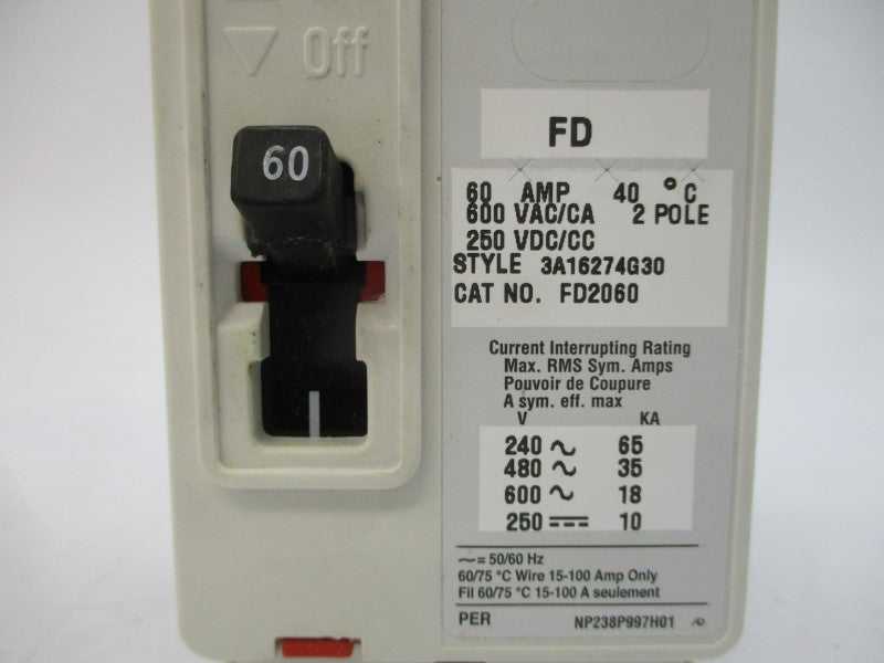 EATON FD2060 3A16274G30 SER. C 600VAC 60A NSMP