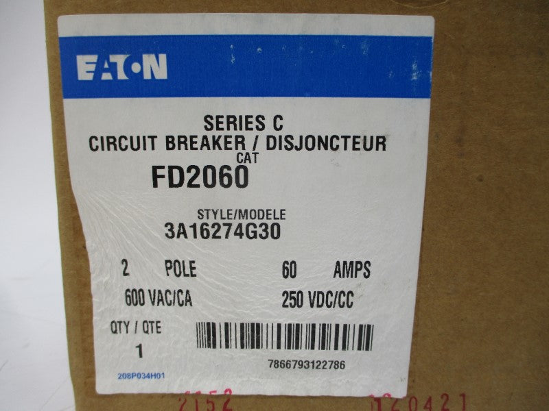 EATON FD2060 3A16274G30 SER. C 600VAC 60A NSMP