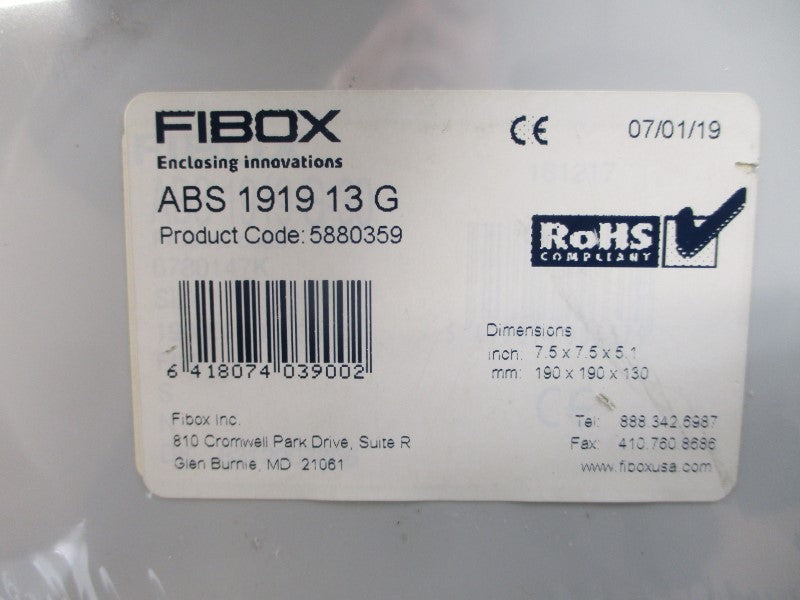 FIBOX ABS191913G 5880359 7.5"X7.5"X5.1" NSNP
