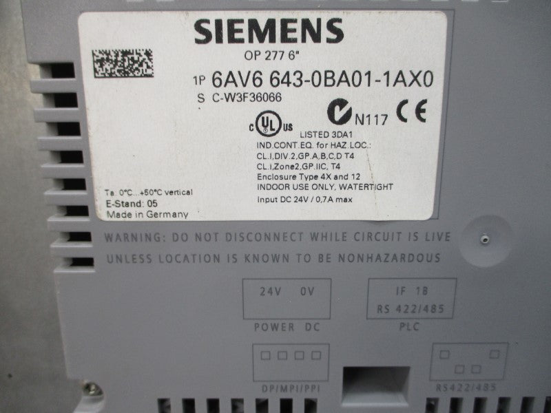 SIEMENS 6AV6643-0BA01-1AX0 24VDC 0.7A (AS PICTURED) NSMP
