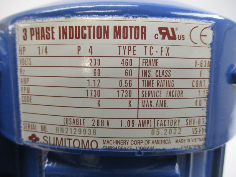 SUMITOMO CNHM02-6090YA-87 PA024242 230/460V 1.12/0.56A NSNP