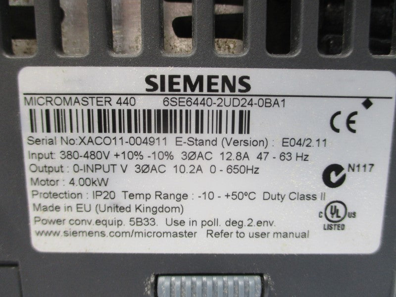 SIEMENS 6SE6440-2UD24-0BA1 380-480VAC 12.8A UNMP