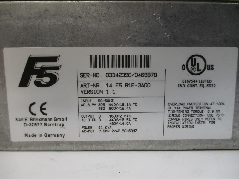 KEB 14.F5.B1E-3A00 460-500VAC 18.1A UNMP