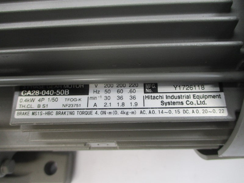 HITACHI CA28-040-50B Y1726118 200/220V 1.8/1.9-2.1A NSNP