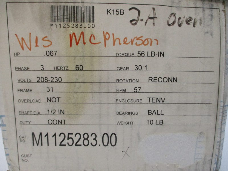 LEESON M1125283.00 CM31T17NZ27A 208-230VAC .4A NSNP
