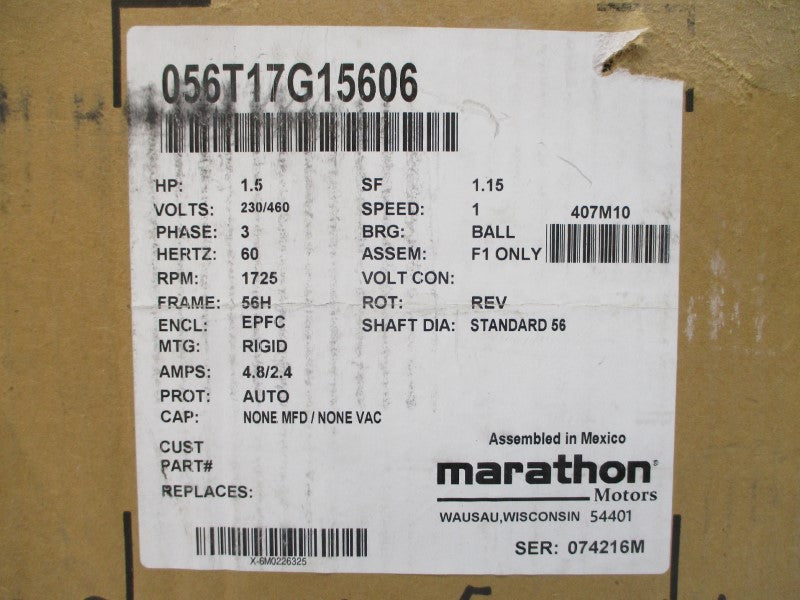 MARATHON 056T17G15606 230/460V 4.8/2.4A NSMP