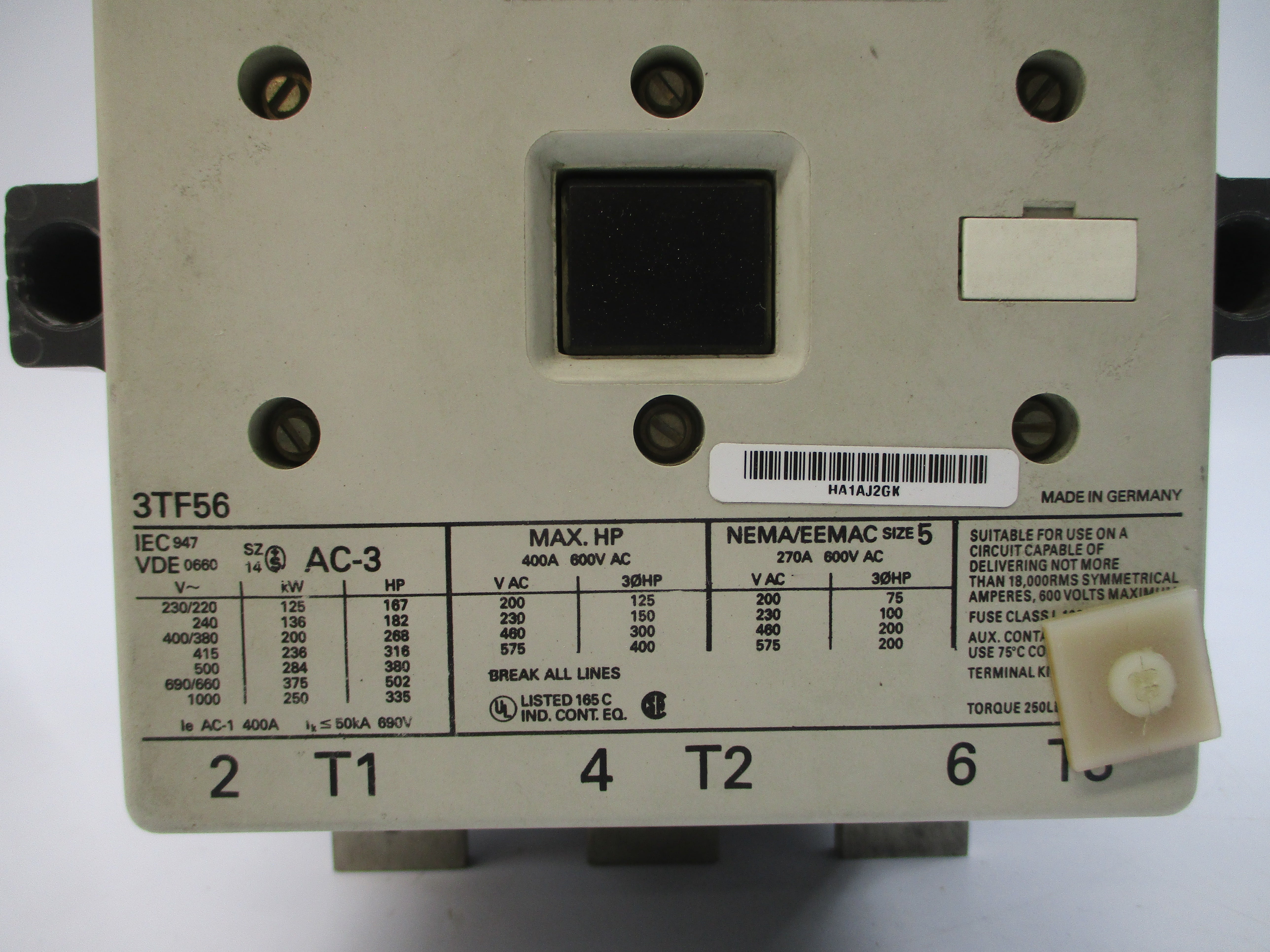 SIEMENS 3TF56 SIZE 5 110/120V 400A UNMP
