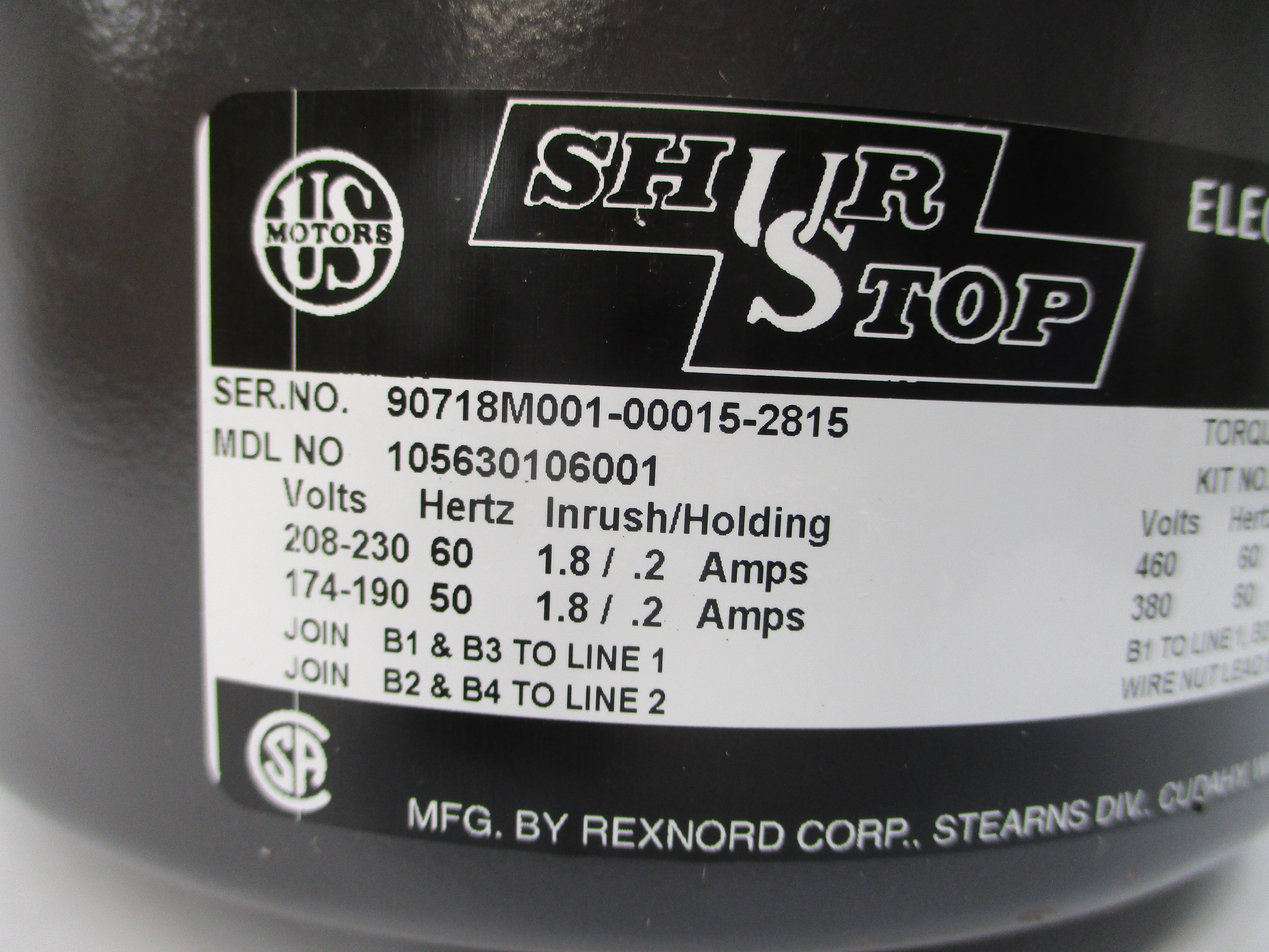 US MOTORS 105630106001 380/460V 1.8/.2A NSNP
