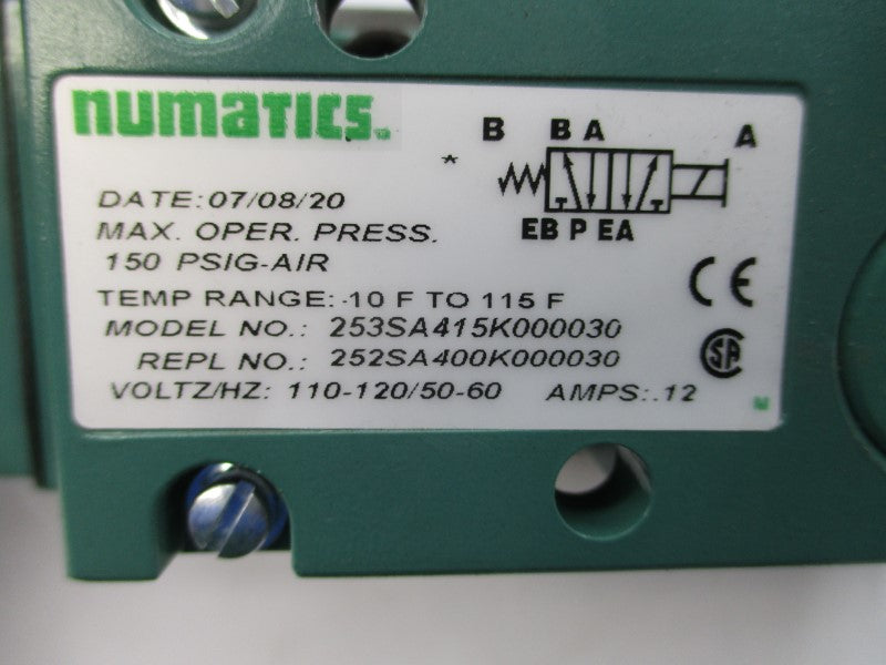 NUMATICS 253SA415K000030 110-120V .12A 150PSI NSNP
