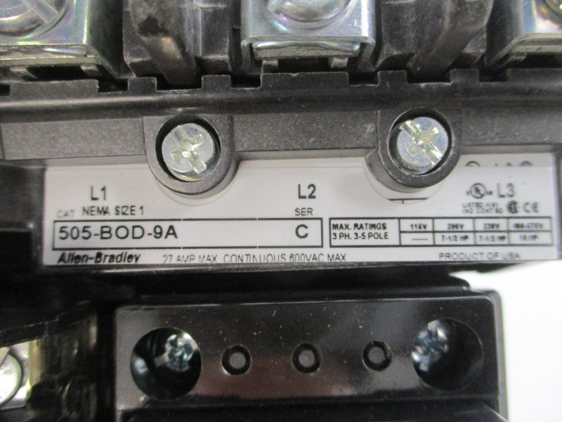 ALLEN BRADLEY 505-BOD-9A SER. C 110/115-120V 27A (BR/WH) NSMP