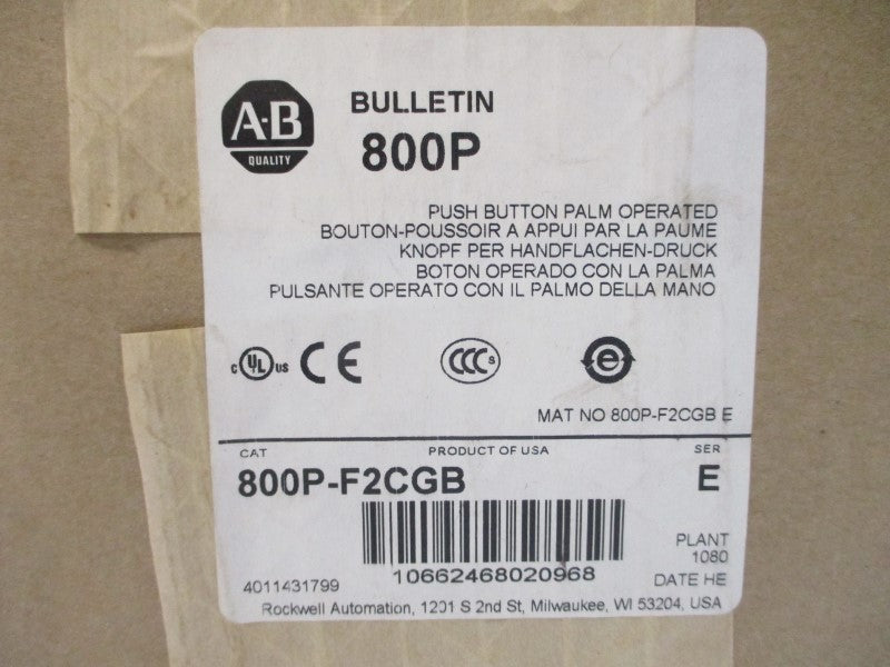 ALLEN BRADLEY 800P-F2CGB SER. E (BR/WH) NSFS