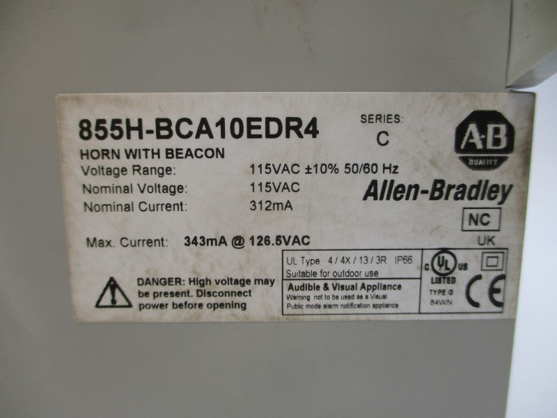 ALLEN BRADLEY 855H-BCA10EDR4 SER. C 115VAC (BR/WH) NSMP