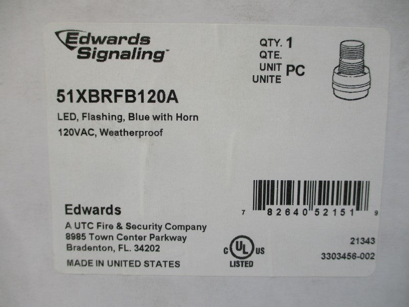 EDWARDS SIGNALING 51XBRFB120A 120VAC 0.175A NSMP