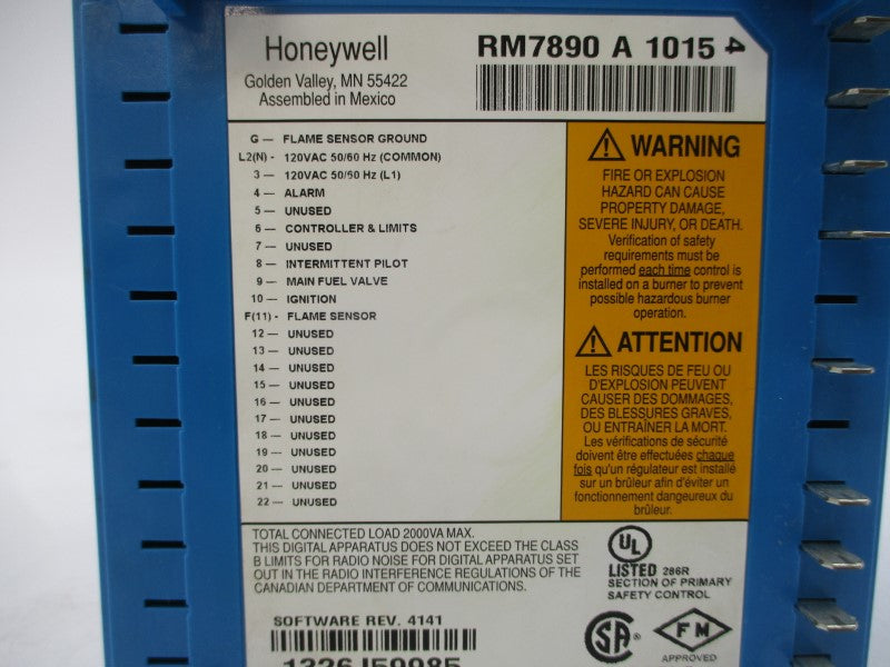 HONEYWELL RM7890A1015 120VAC REV. 4141 UNMP