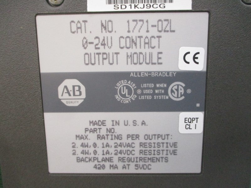 ALLEN BRADLEY 1771-OZL 24VAC 0.1A NSMP